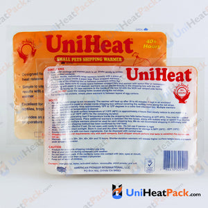 UniHeat 40 hour back side view of shipping warmer packaging.