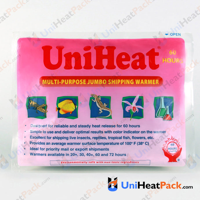 UniHeat 60 hour front side view of shipping warmer packaging.