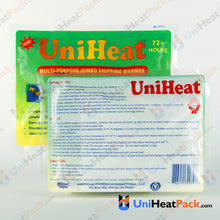 Load image into Gallery viewer, UniHeat 72 hour back side view of shipping warmer packaging.