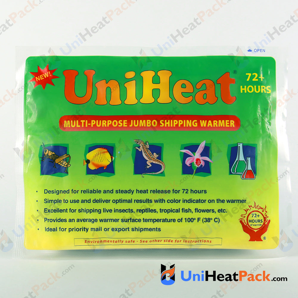 UniHeat 72 hour front side view of shipping warmer packaging.