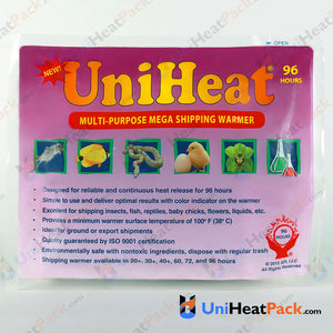 UniHeat 96 hour front side view of shipping warmer packaging.